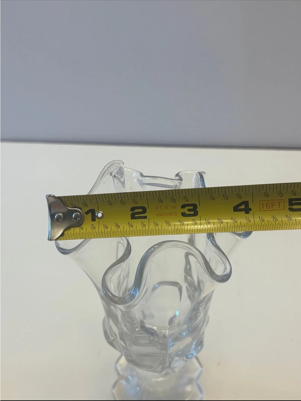 Fenton Art Glass Valencia Handkerchief Vase in clear glass